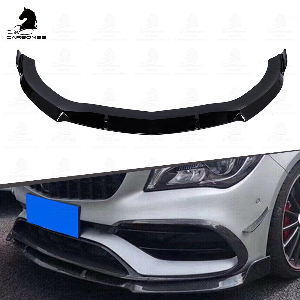 thumbnail image 2 of Glossy Black Front Bumper Lip Splitter Kit For Mercedes Benz W117 C117 AMG-Line 2016-2019 2 of 3