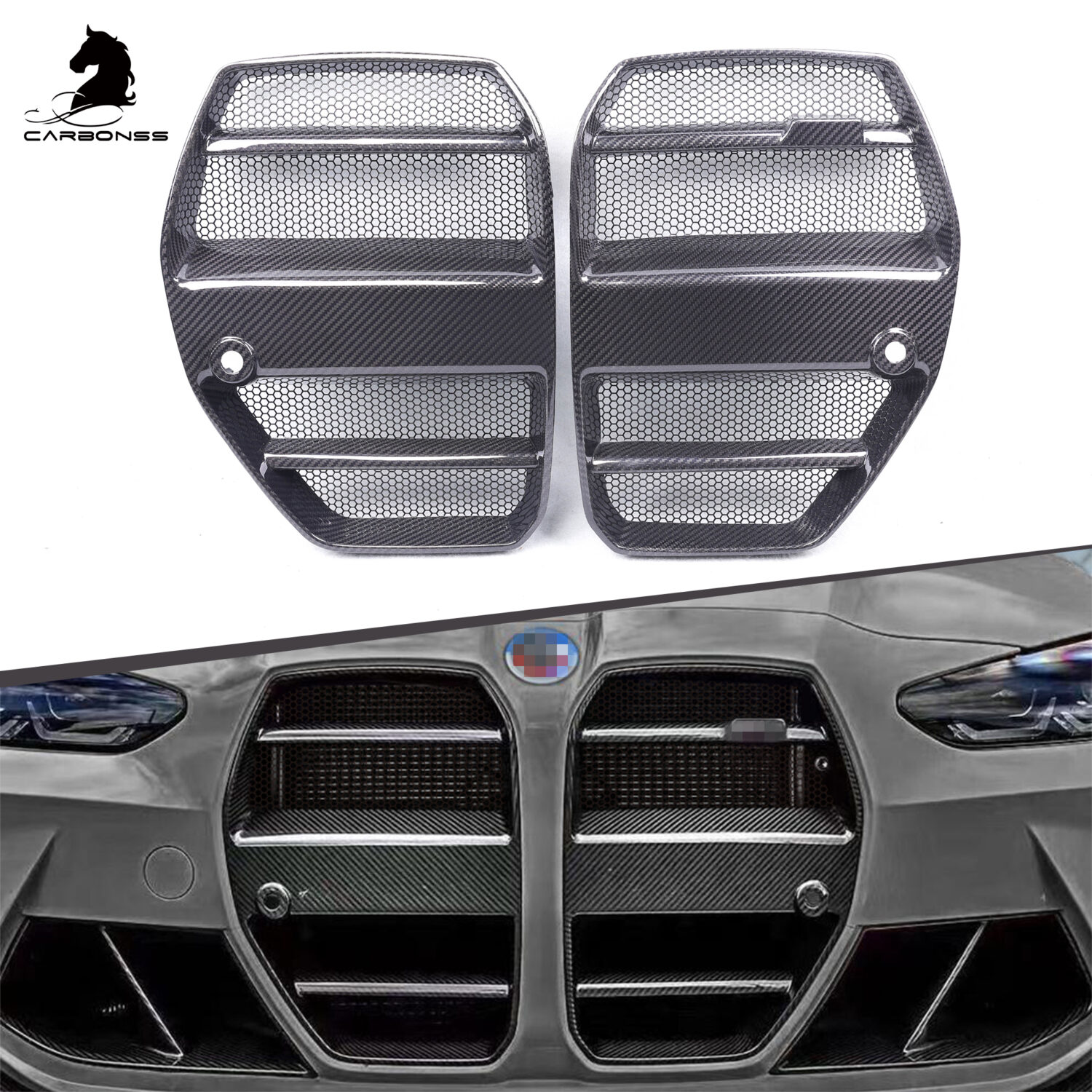 bmw g80 g82 m3 m4 st type anti insect net front grille trims 2021+