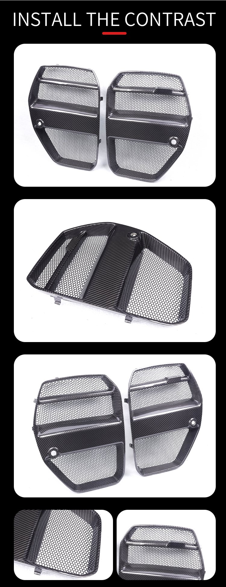 bmw g80 g82 m3 m4 v type anti insect net front grille trims 2021+